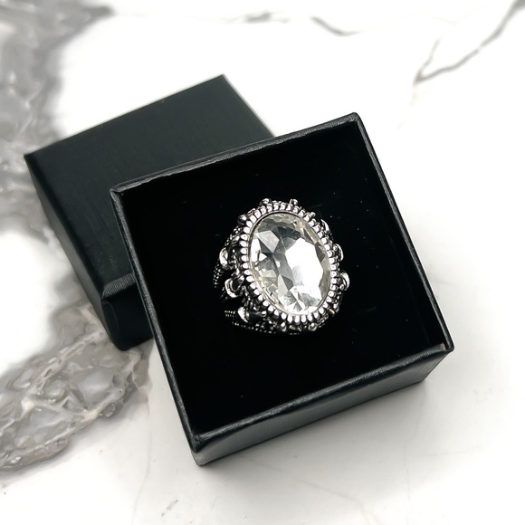 ✦ Men’s Chunky Tribal White Rhinestone Statement Claw Ring SZ 10 - Picture 5 of 5